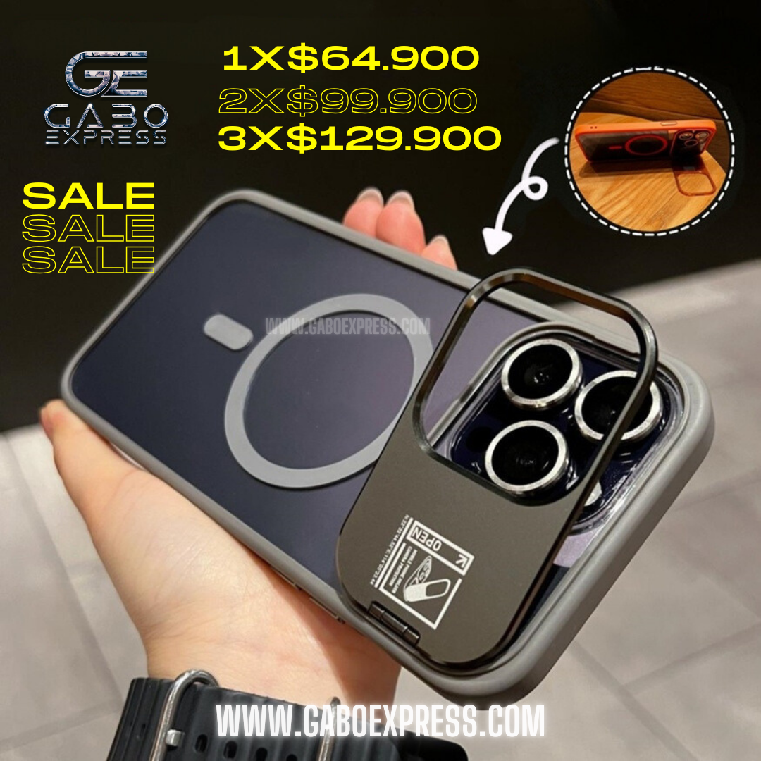 Case lujo con soporte magnético y protectores de cámara 😱😍