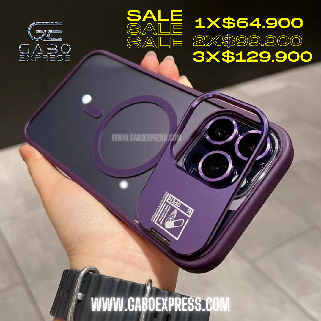 Case lujo con soporte magnético y protectores de cámara 😱😍