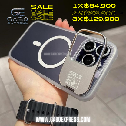 Case lujo con soporte magnético y protectores de cámara 😱😍