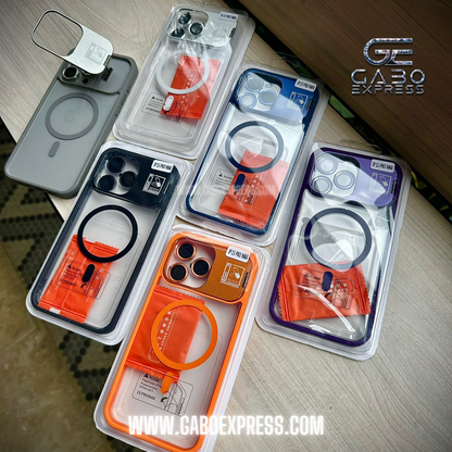 Case lujo con soporte magnético y protectores de cámara 😱😍