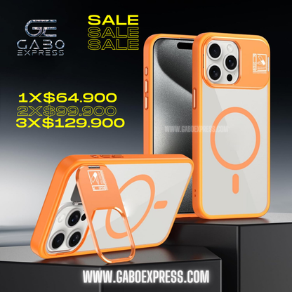 Case lujo con soporte magnético y protectores de cámara 😱😍