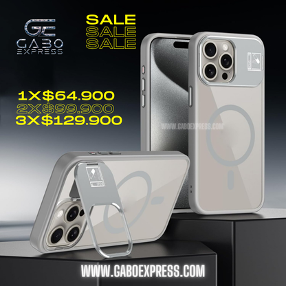 Case lujo con soporte magnético y protectores de cámara 😱😍