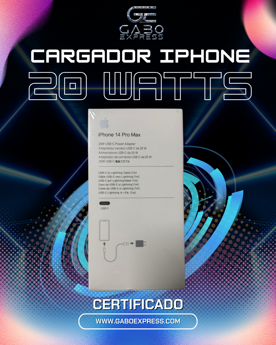 Cargador 20 Watts + case protector de regalo