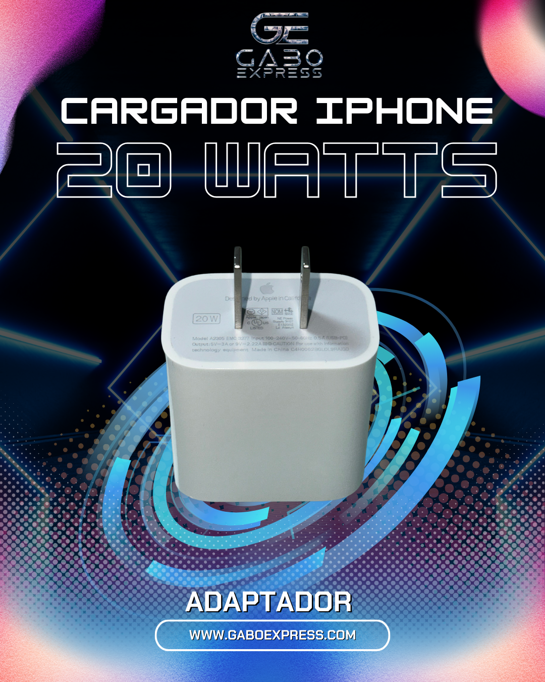 Cargador 20 Watts + case protector de regalo